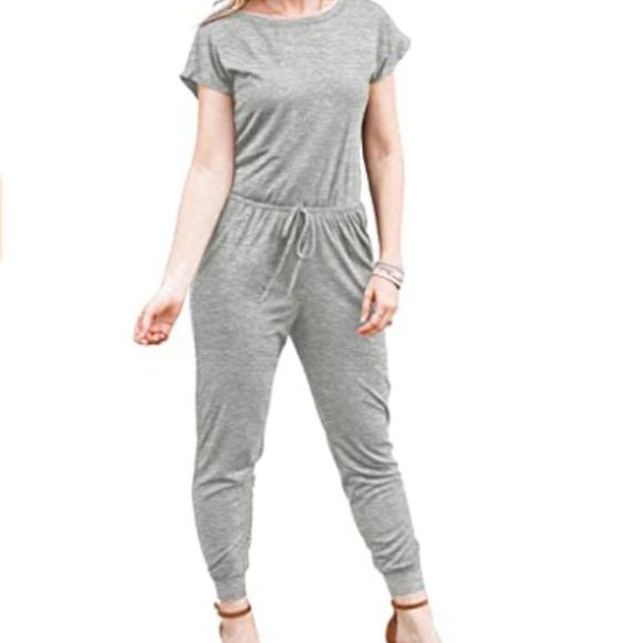 WomensCasual Short Sleeve Elastic Waist Jumpsuits - Picture 1 of 7